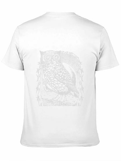 Owl With Glasses Graphic Tee - Black