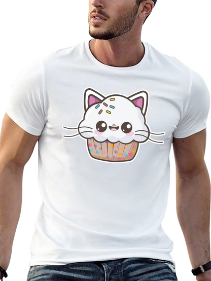 Cute Kawaii Cat Cupcake Black T-Shirt
