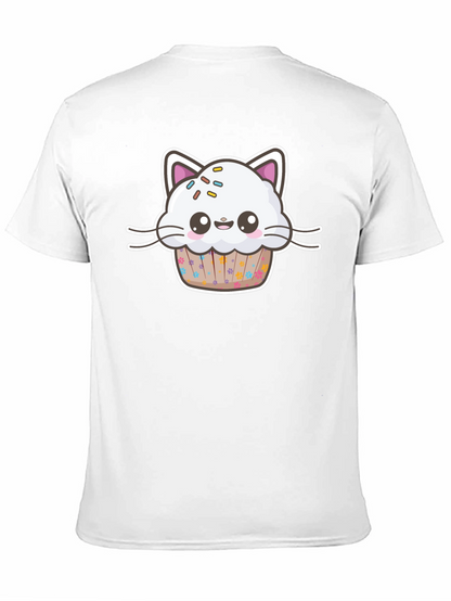 Cute Kawaii Cat Cupcake Black T-Shirt