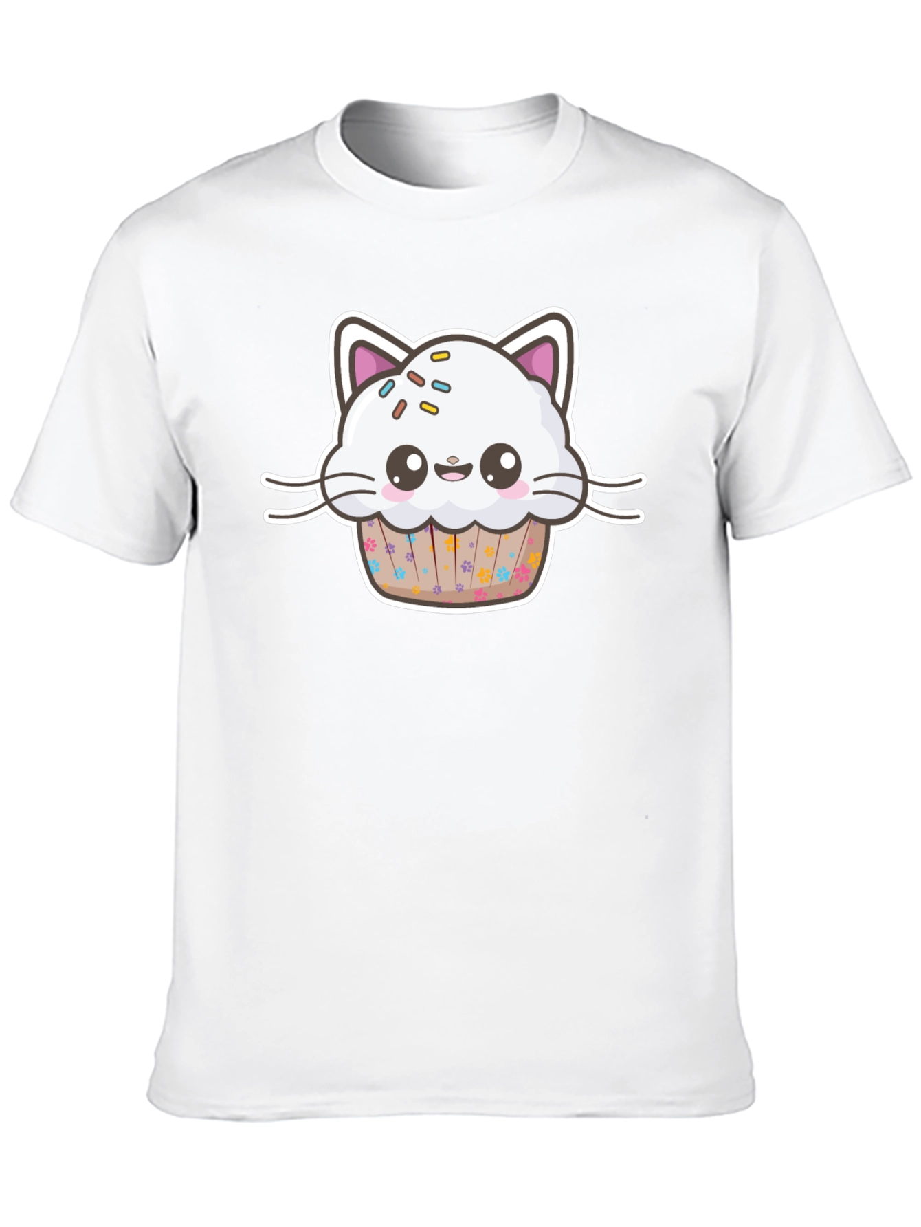 Cute Kawaii Cat Cupcake Black T-Shirt