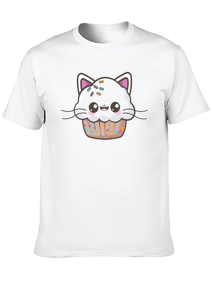 Cute Kawaii Cat Cupcake Black T-Shirt