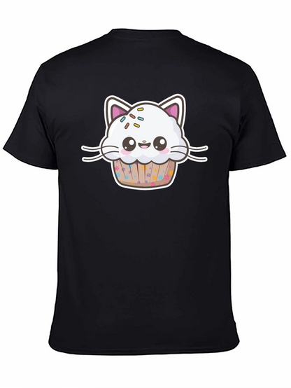 Cute Kawaii Cat Cupcake Black T-Shirt