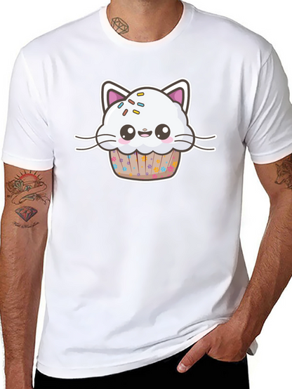 Cute Kawaii Cat Cupcake Black T-Shirt