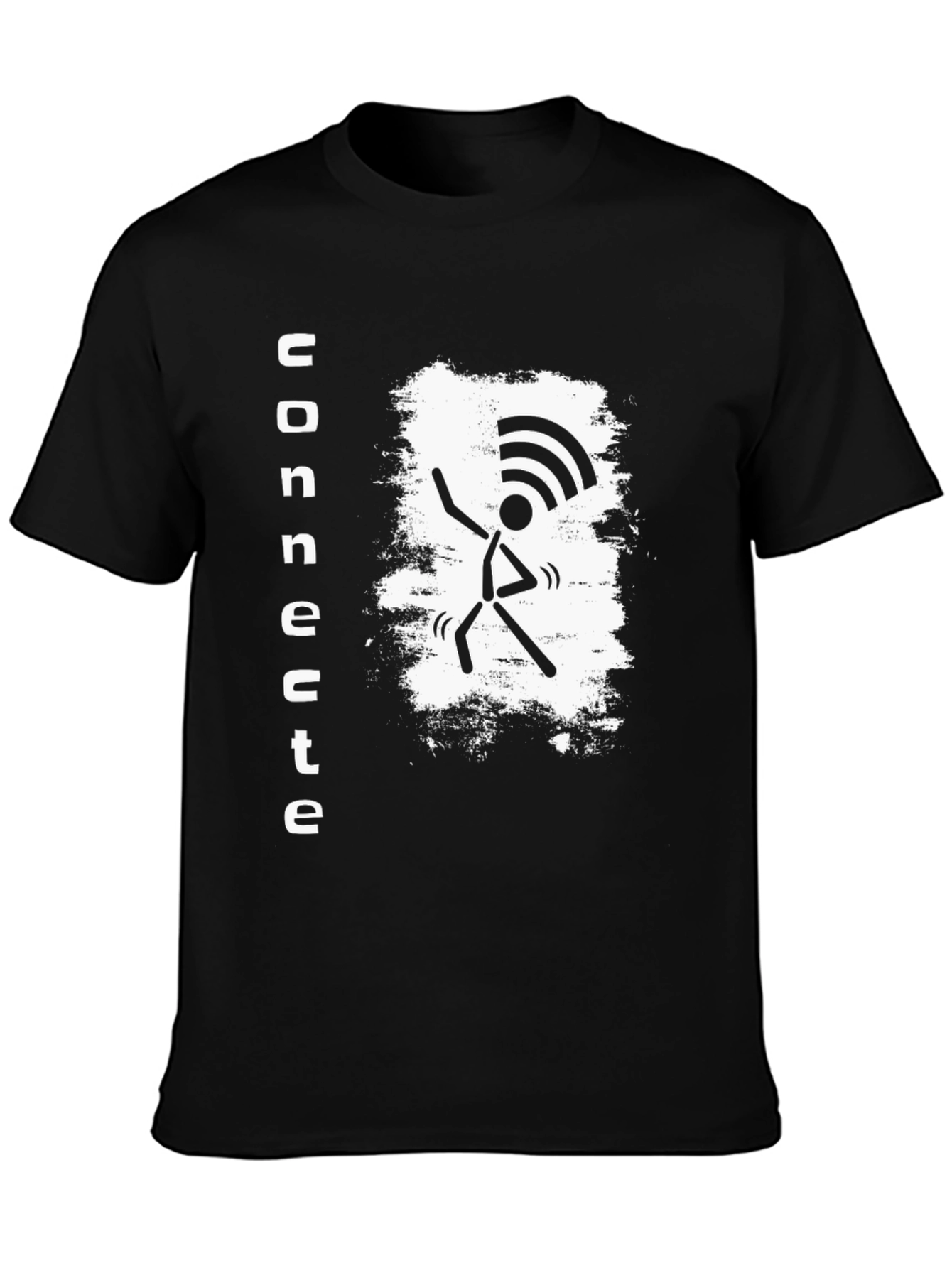 Concrete WiFi Stick Figure Black T-Shirt