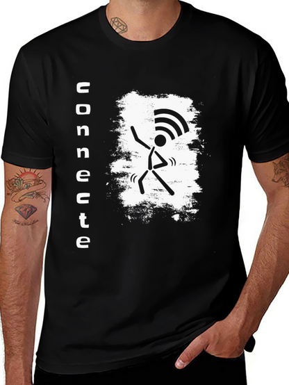 Concrete WiFi Stick Figure Black T-Shirt