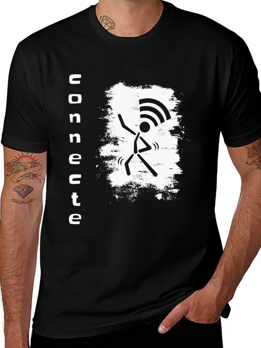 Concrete WiFi Stick Figure Black T-Shirt