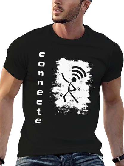 Concrete WiFi Stick Figure Black T-Shirt