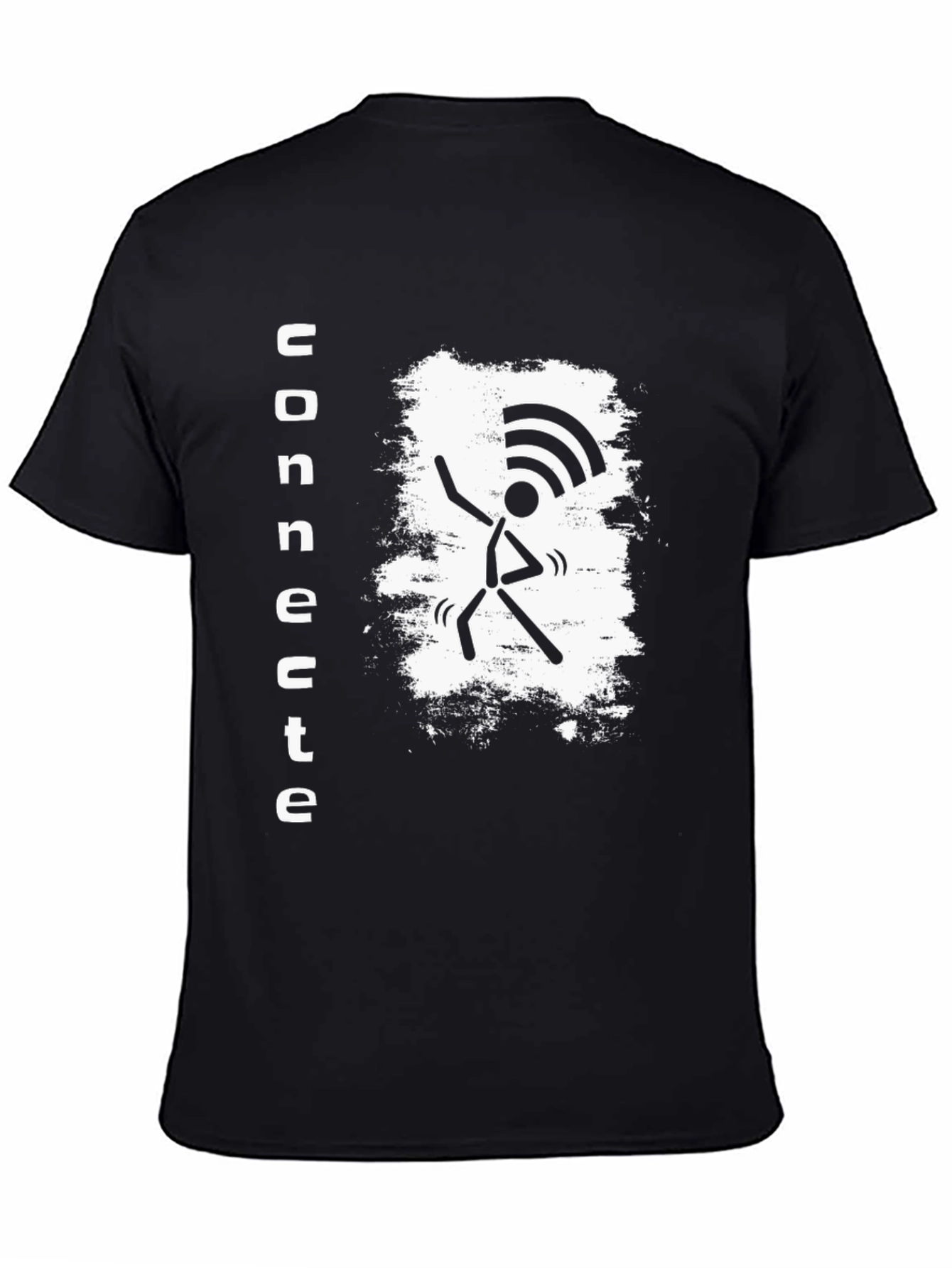 Concrete WiFi Stick Figure Black T-Shirt