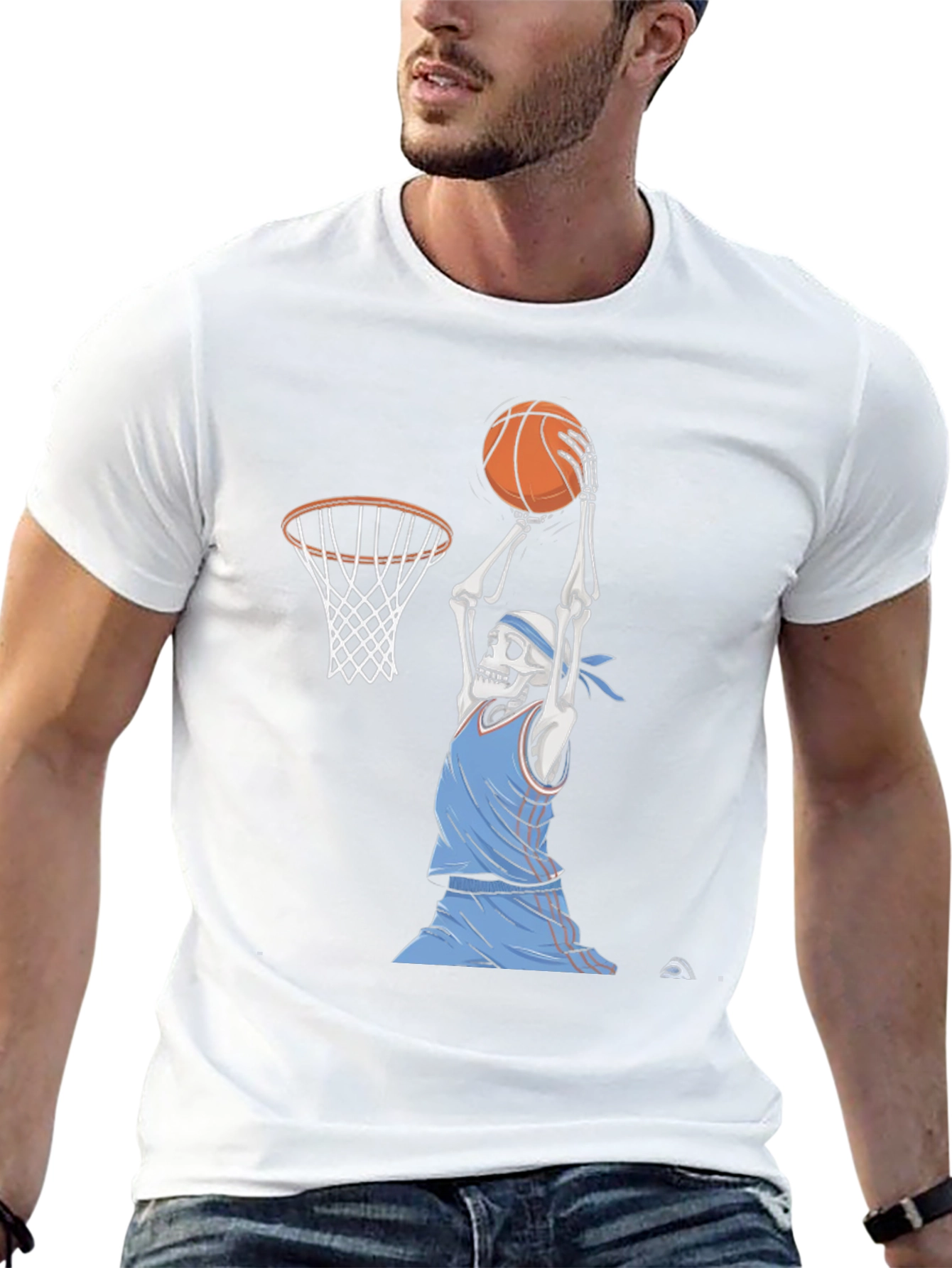 Skeleton Basketball Player Graphic Tee