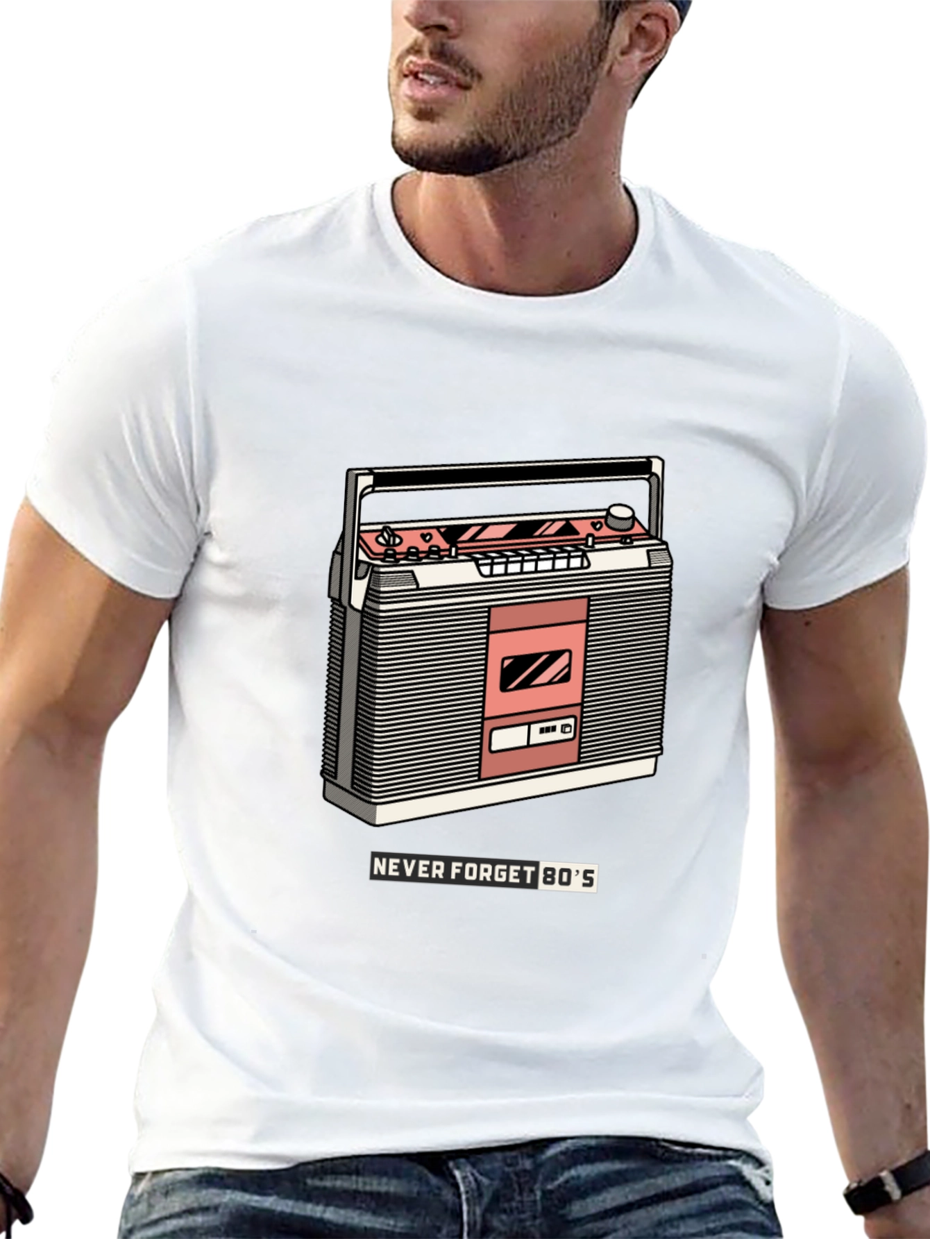 Retro Boombox T-Shirt - Never Forget the 80s