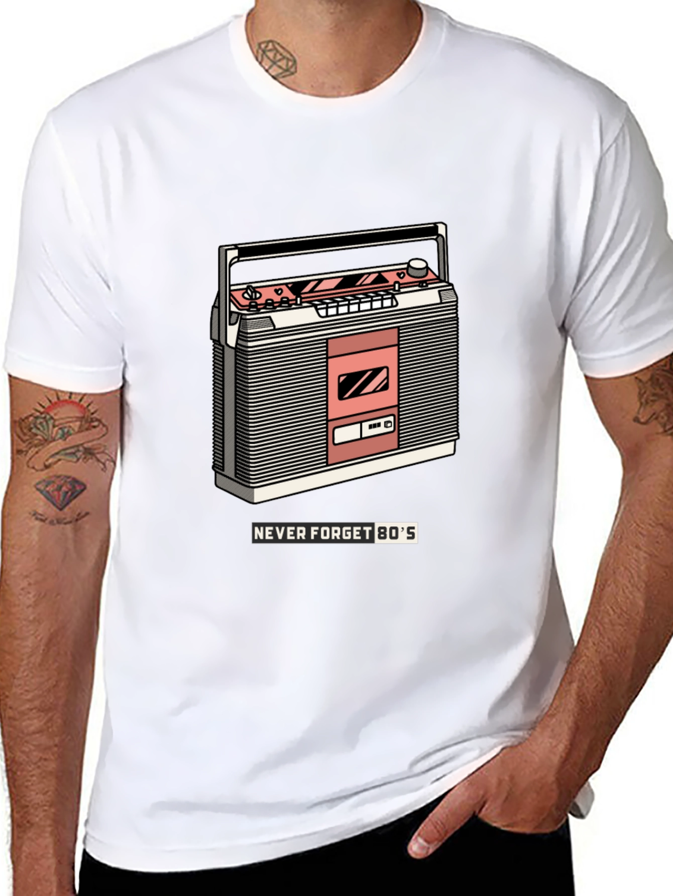 Retro Boombox T-Shirt - Never Forget the 80s