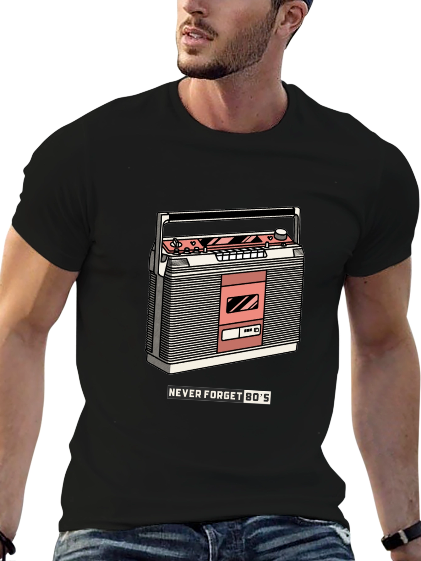Retro Boombox T-Shirt - Never Forget the 80s