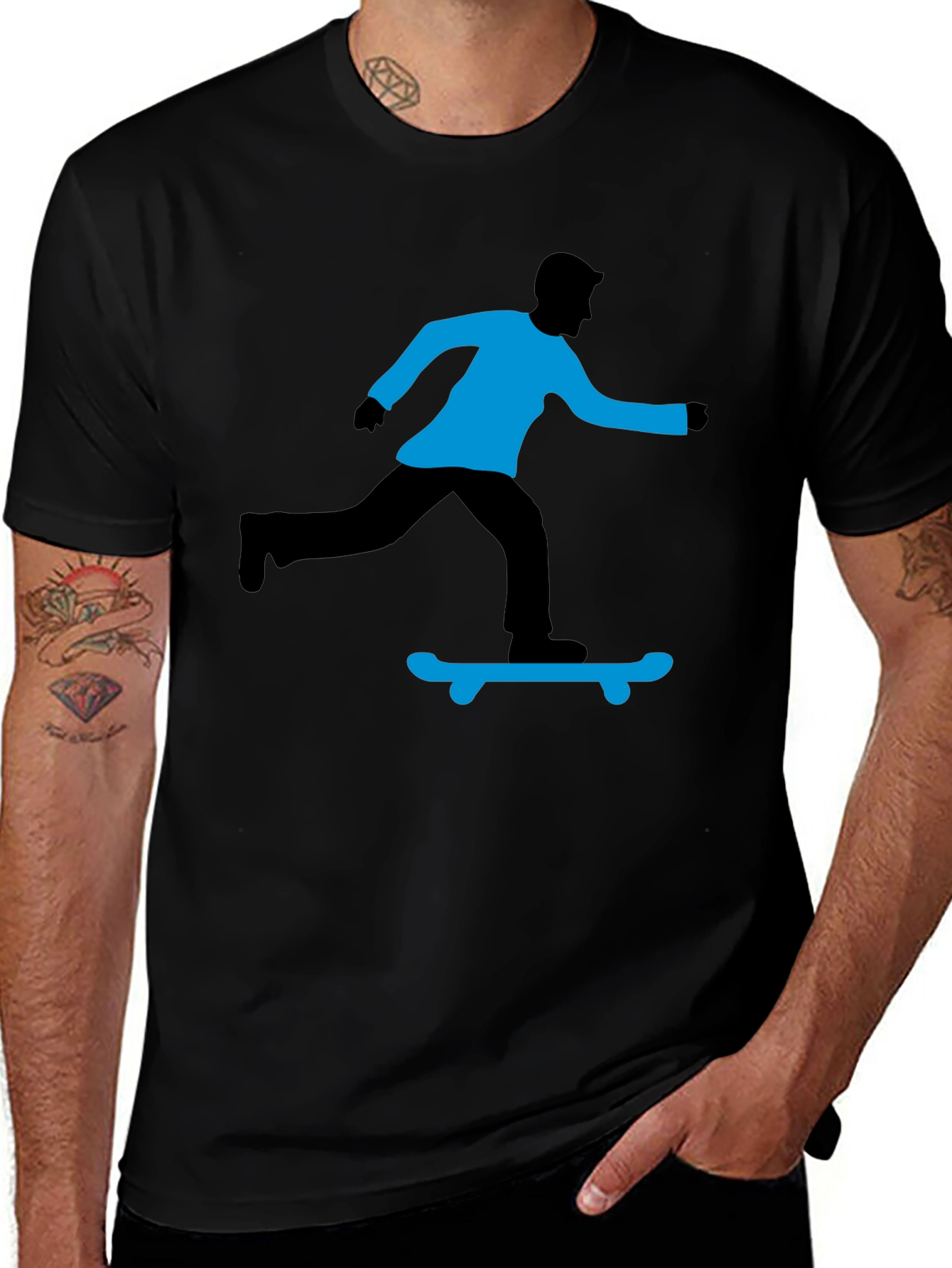 Skateboarding Graphic T-Shirt - Black