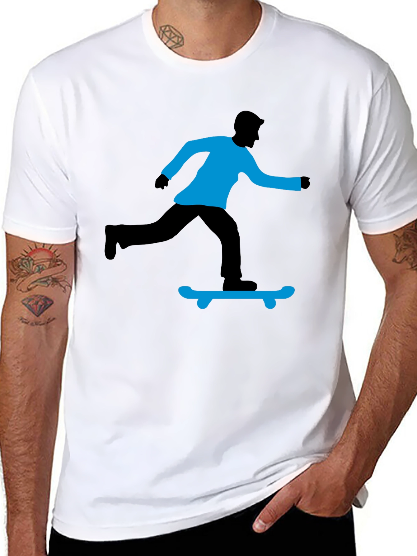 Skateboarding Graphic T-Shirt - Black