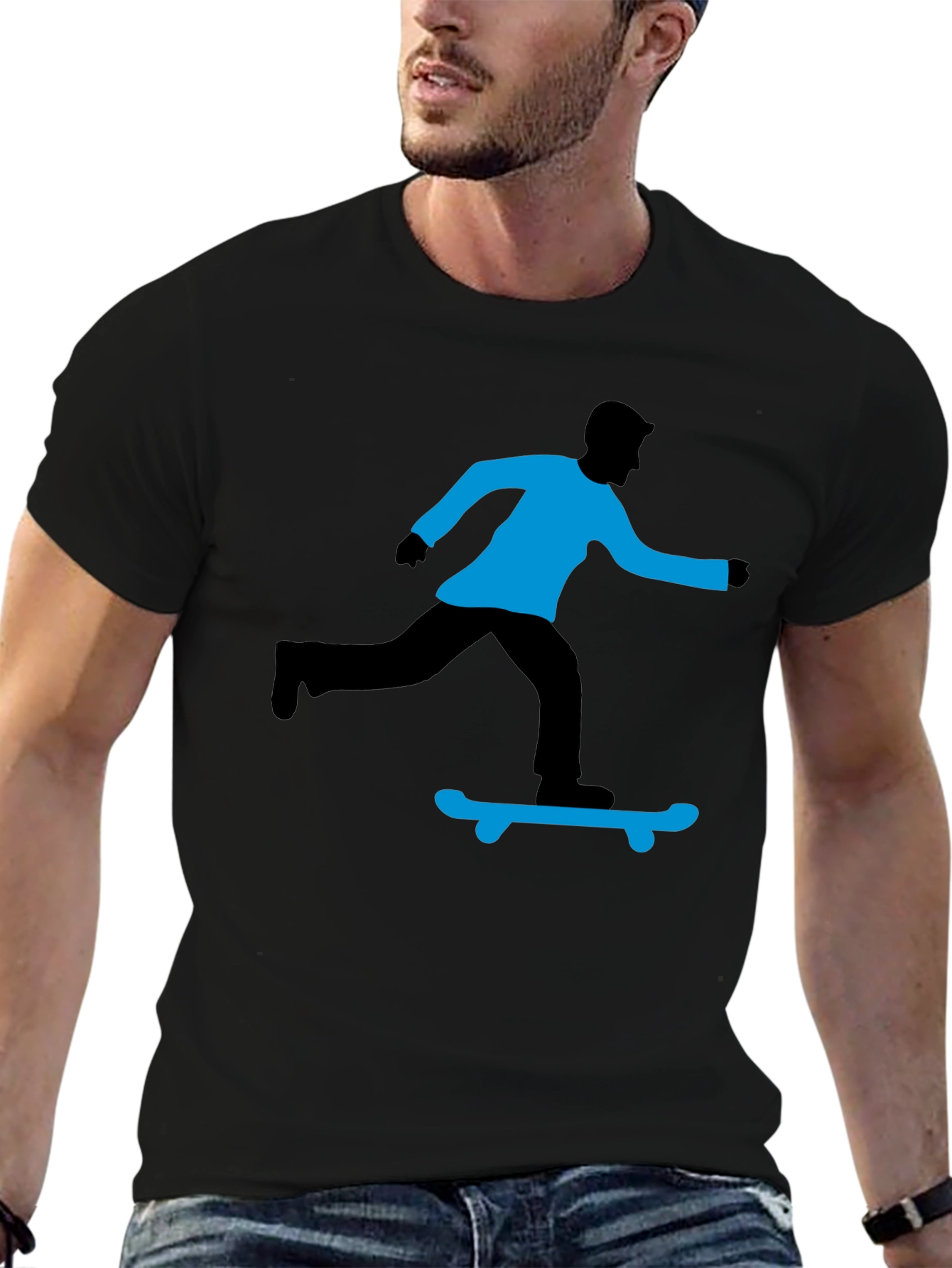 Skateboarding Graphic T-Shirt - Black