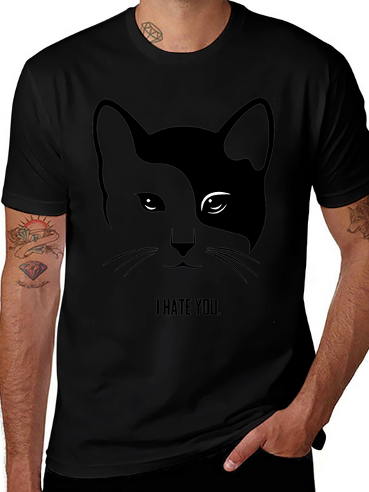 I Hate You Cat Graphic Tee - Black T-Shirt