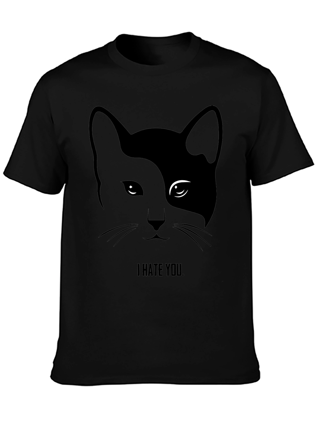 I Hate You Cat Graphic Tee - Black T-Shirt