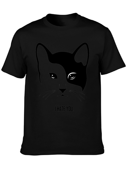 I Hate You Cat Graphic Tee - Black T-Shirt