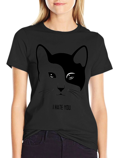 I Hate You Cat Graphic Tee - Black T-Shirt