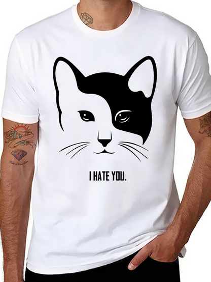 I Hate You Cat Graphic Tee - Black T-Shirt