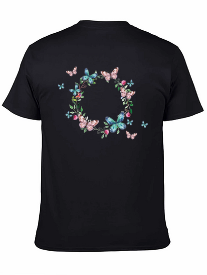Butterfly Wreath Graphic Black T-Shirt