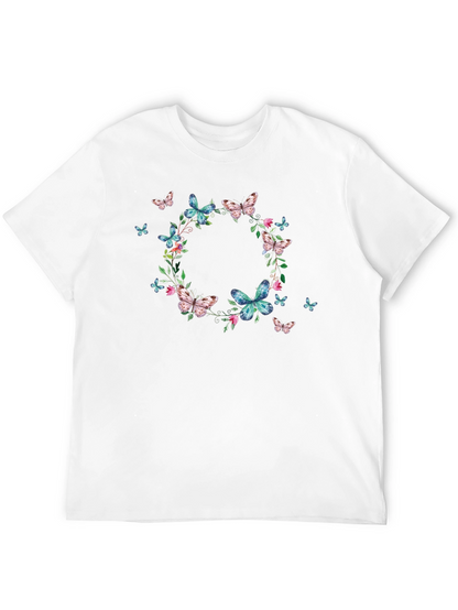 Butterfly Wreath Graphic Black T-Shirt