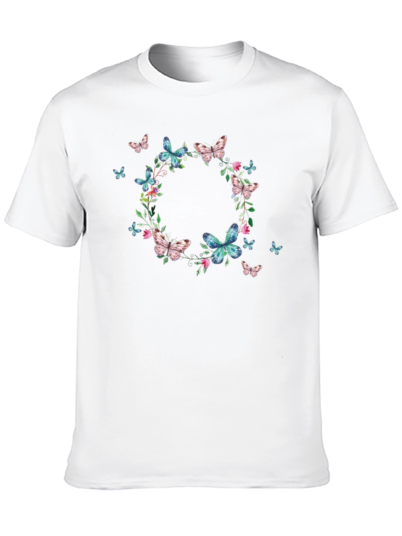 Butterfly Wreath Graphic Black T-Shirt