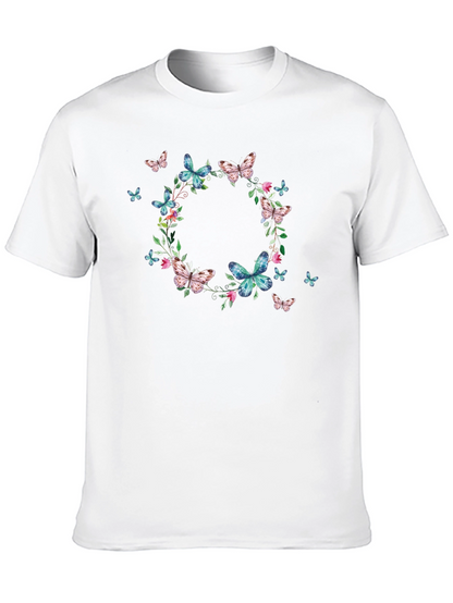 Butterfly Wreath Graphic Black T-Shirt