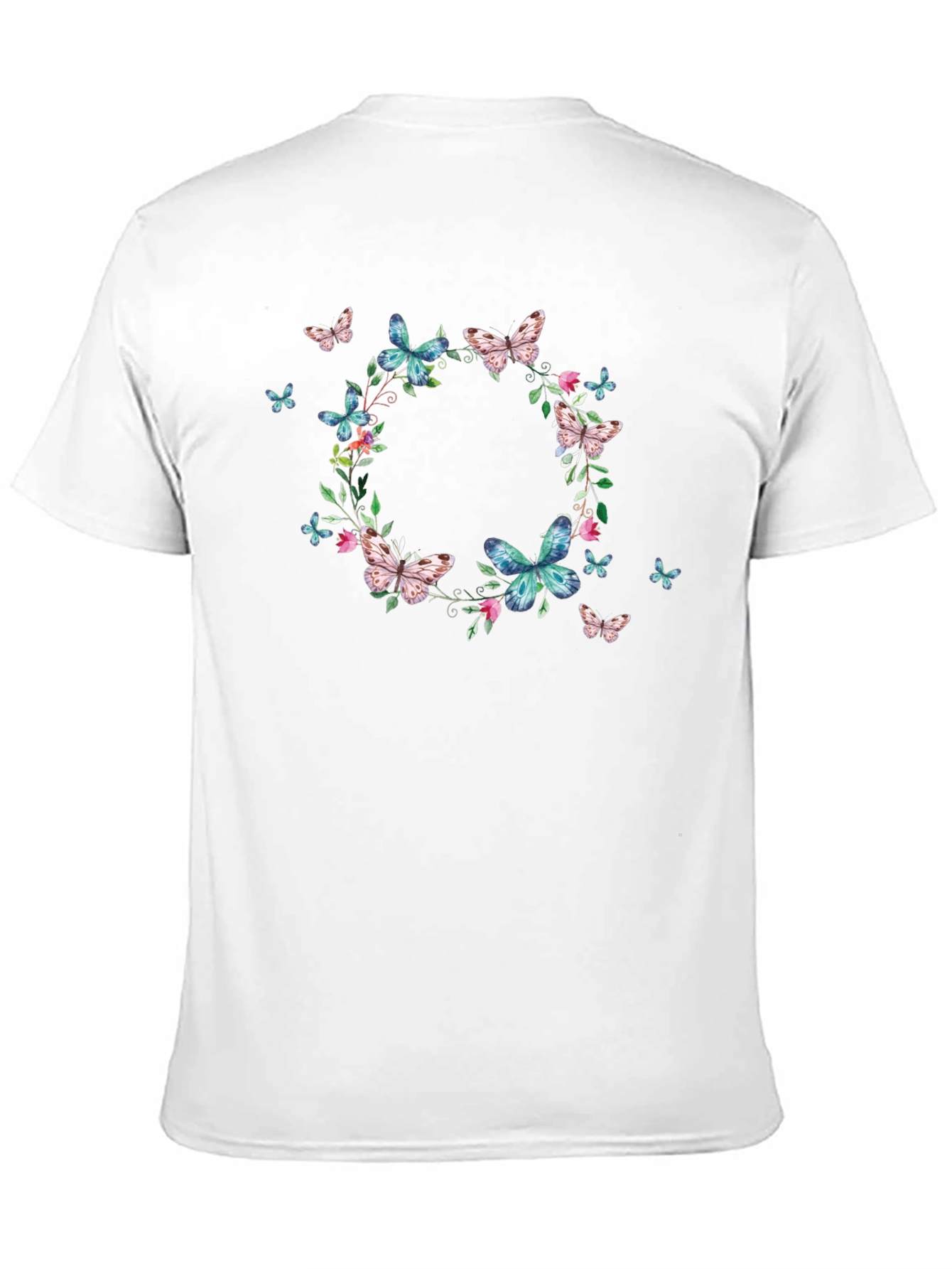 Butterfly Wreath Graphic Black T-Shirt