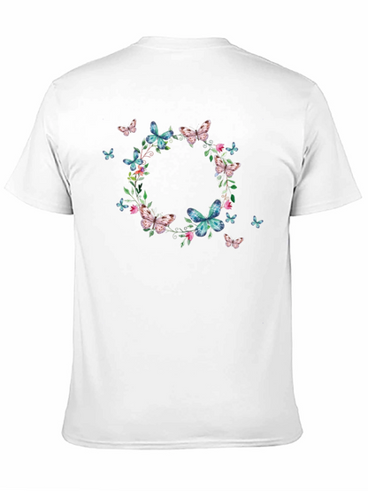 Butterfly Wreath Graphic Black T-Shirt