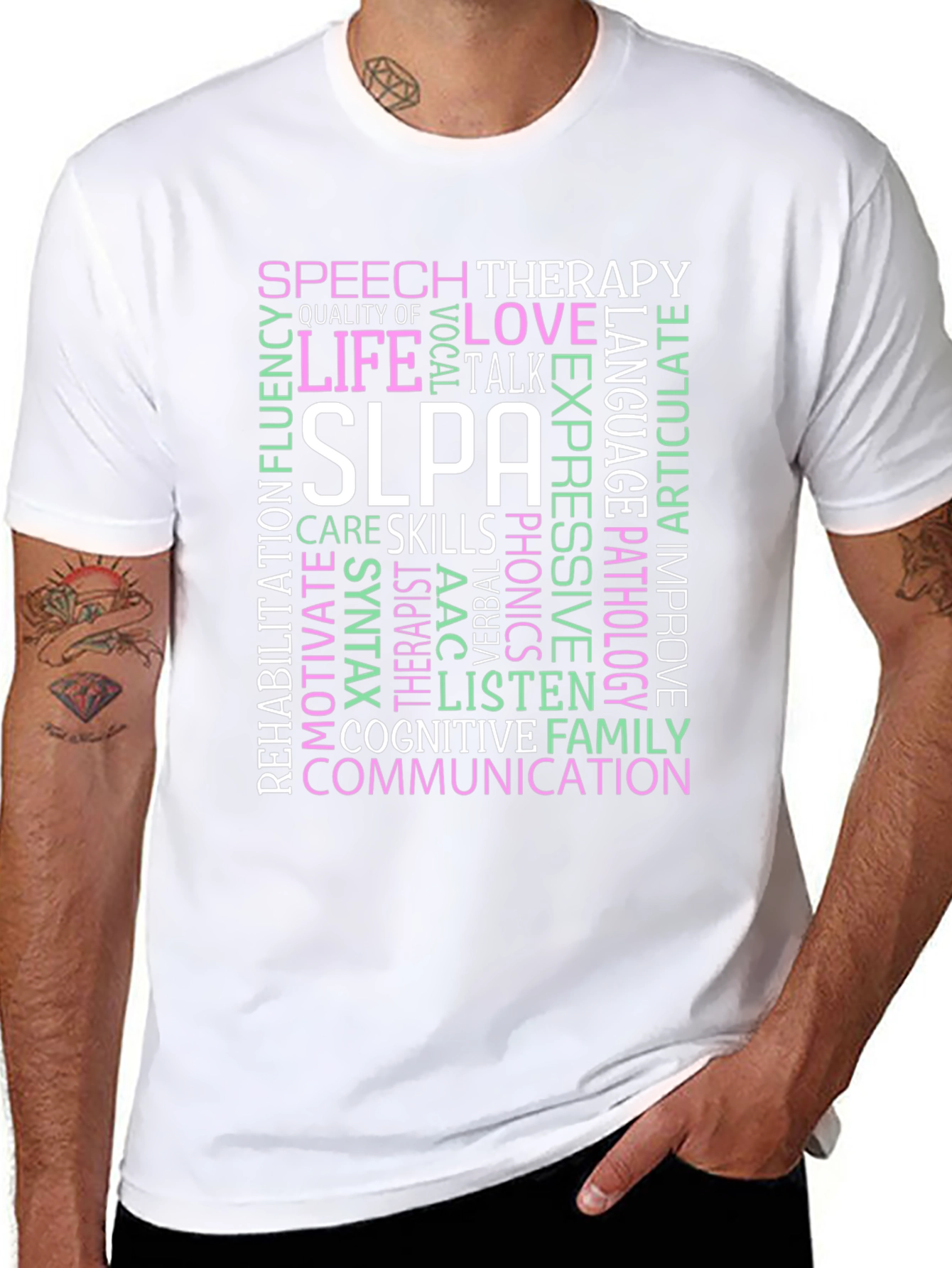 SLPA Speech Therapy T-Shirt - Word Cloud Design