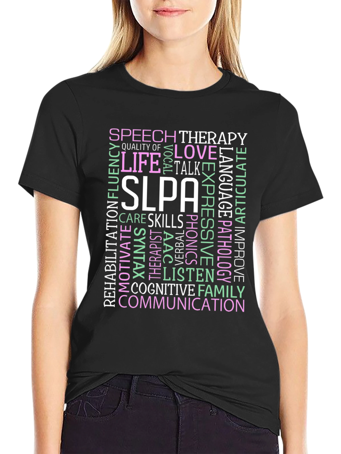 SLPA Speech Therapy T-Shirt - Word Cloud Design
