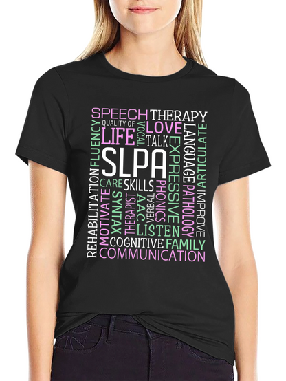 SLPA Speech Therapy T-Shirt - Word Cloud Design