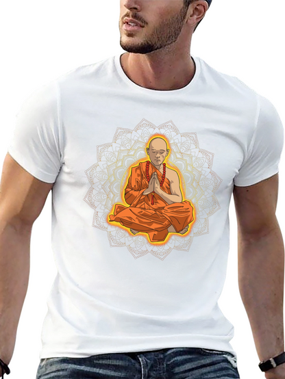 Monk Mandala Graphic Tee - Spiritual Meditative Design
