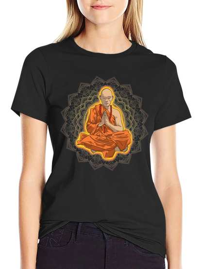 Monk Mandala Graphic Tee - Spiritual Meditative Design