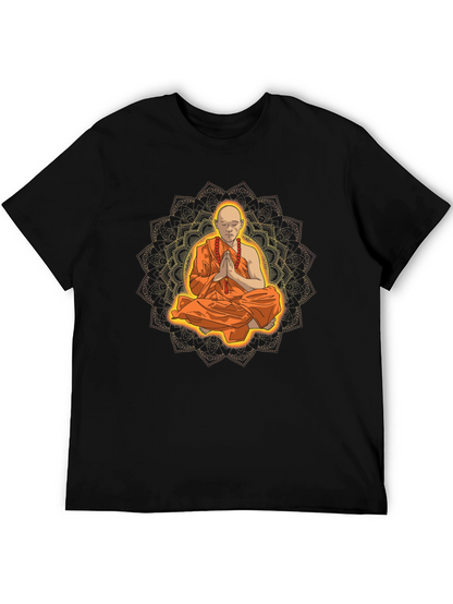 Monk Mandala Graphic Tee - Spiritual Meditative Design