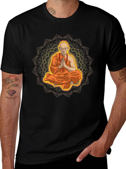 Monk Mandala Graphic Tee - Spiritual Meditative Design