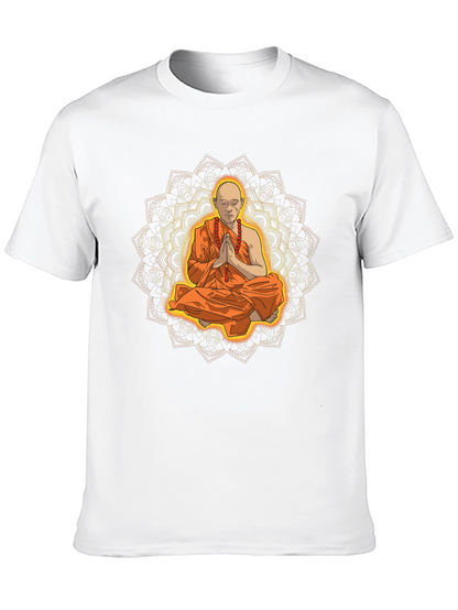 Monk Mandala Graphic Tee - Spiritual Meditative Design