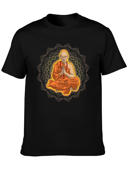 Monk Mandala Graphic Tee - Spiritual Meditative Design