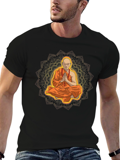 Monk Mandala Graphic Tee - Spiritual Meditative Design