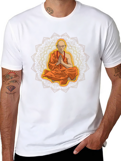 Monk Mandala Graphic Tee - Spiritual Meditative Design