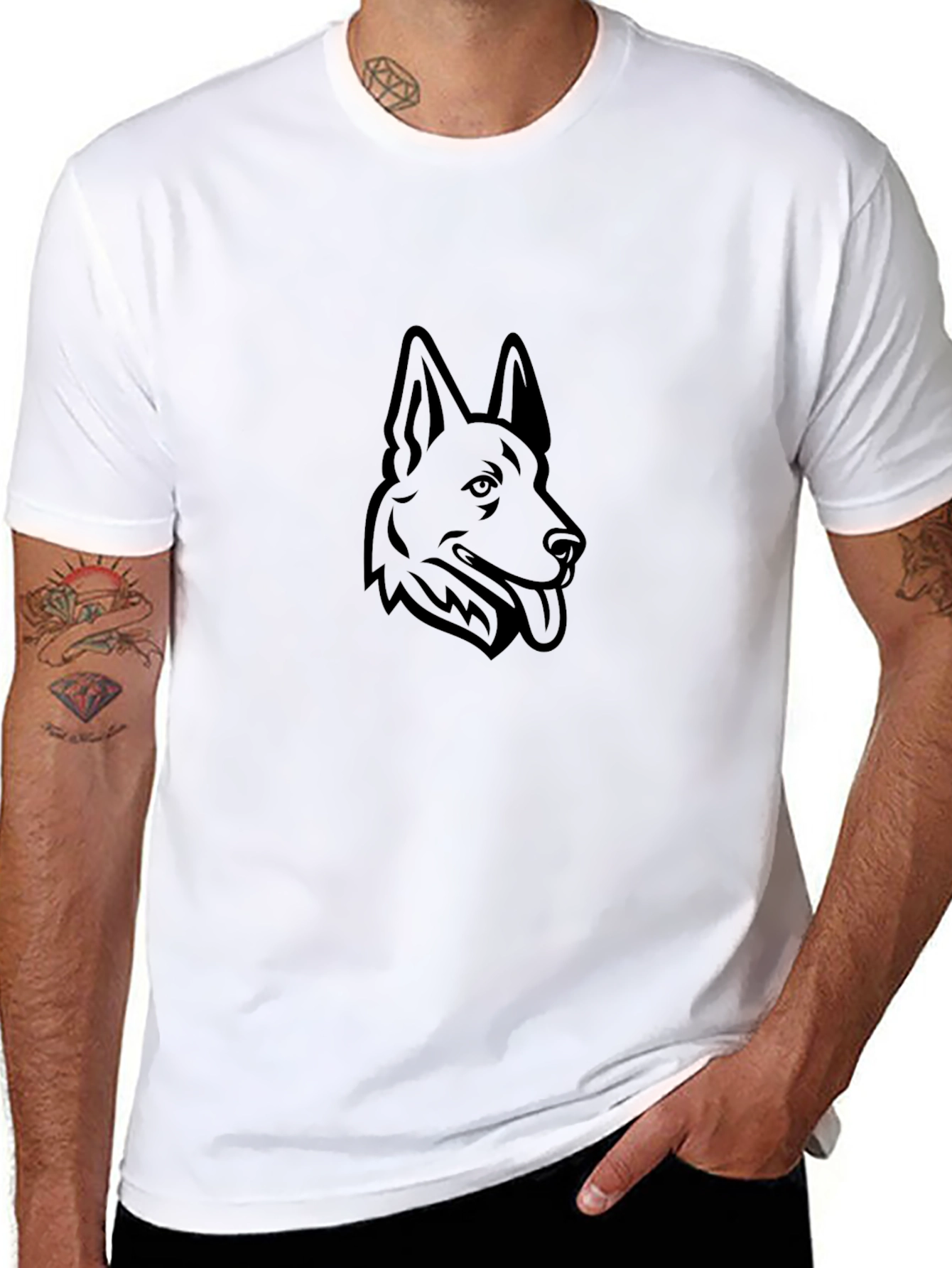 German Shepherd Graphic Tee - Black Cotton Comfort