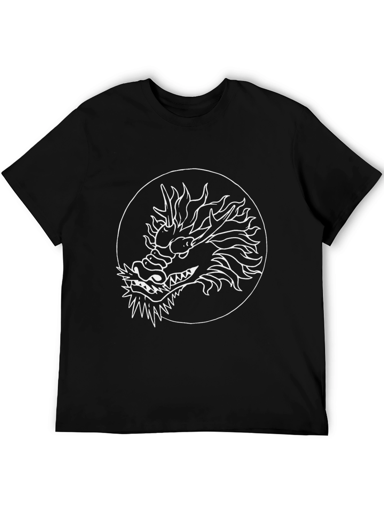 Dragon Graphic Tee - Black Cotton Blend Casual Top