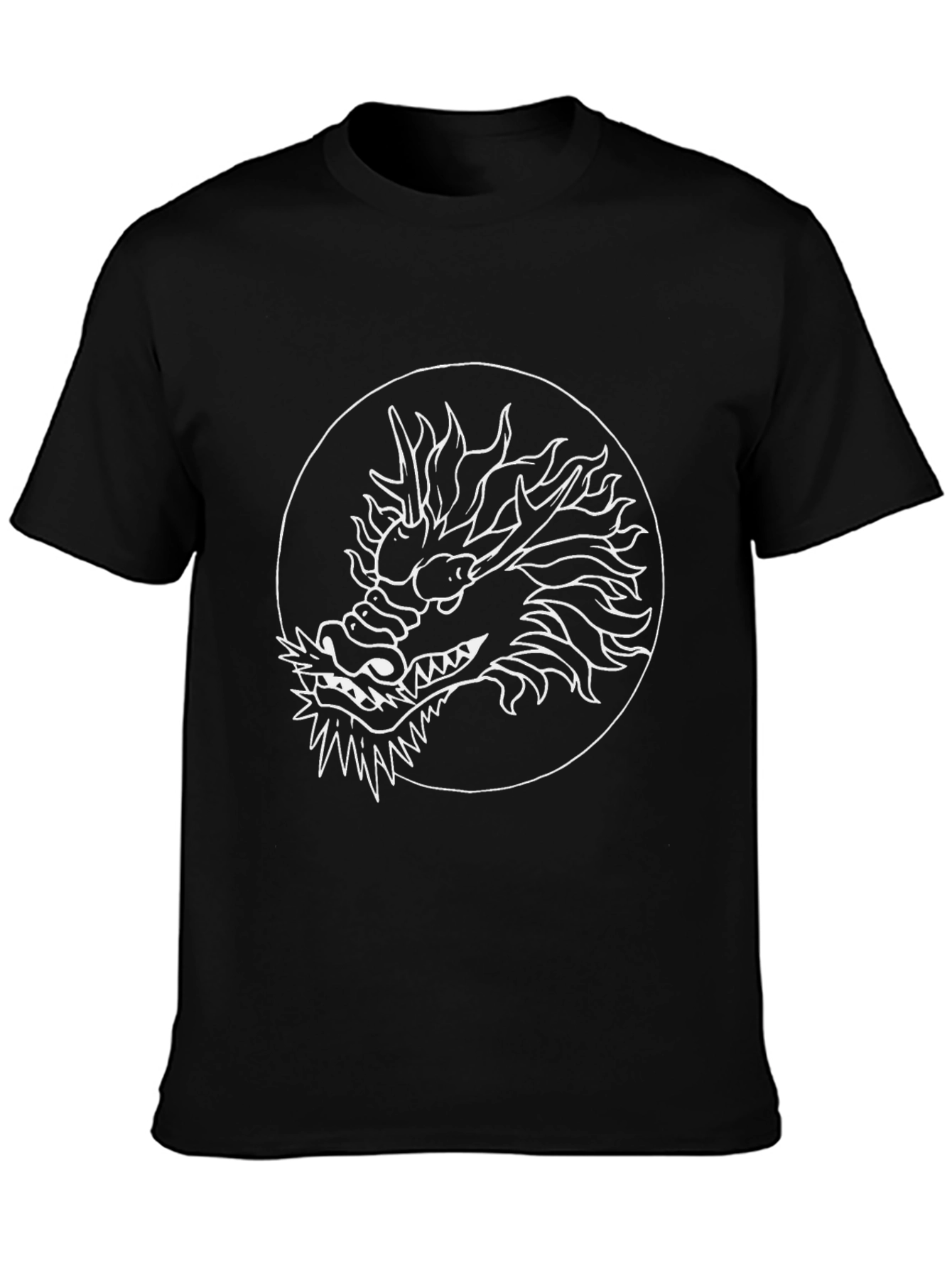Dragon Graphic Tee - Black Cotton Blend Casual Top