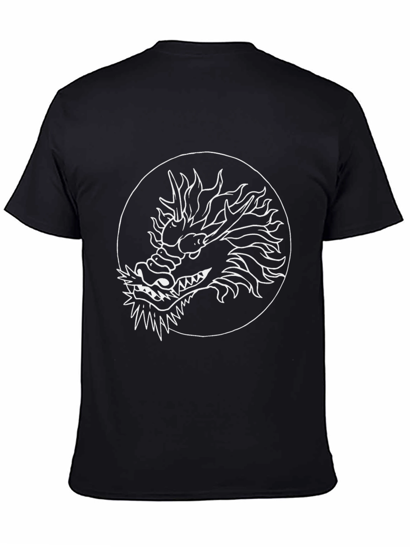 Dragon Graphic Tee - Black Cotton Blend Casual Top