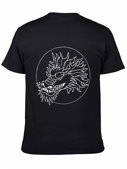 Dragon Graphic Tee - Black Cotton Blend Casual Top