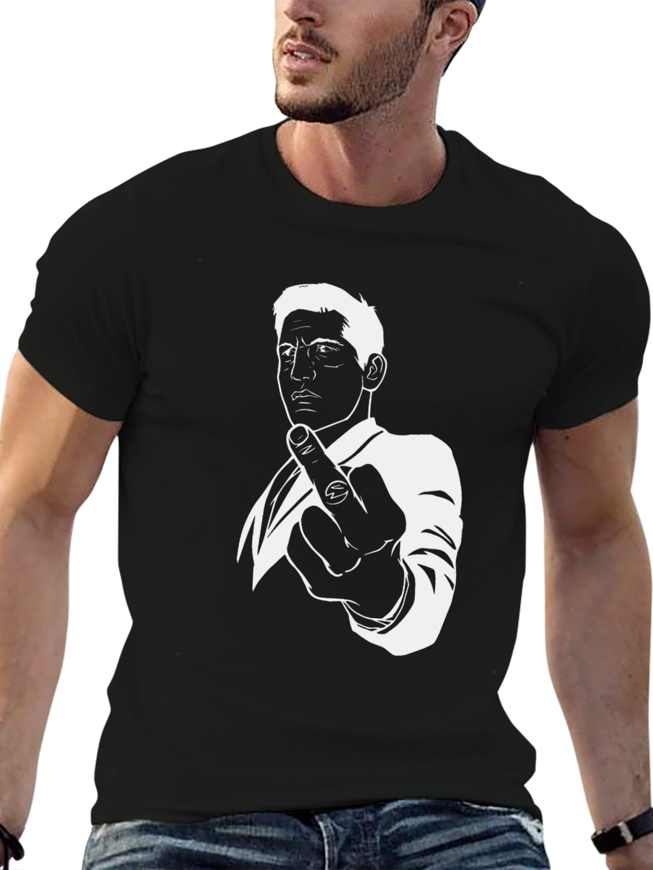Middle Finger Graphic Tee - Black