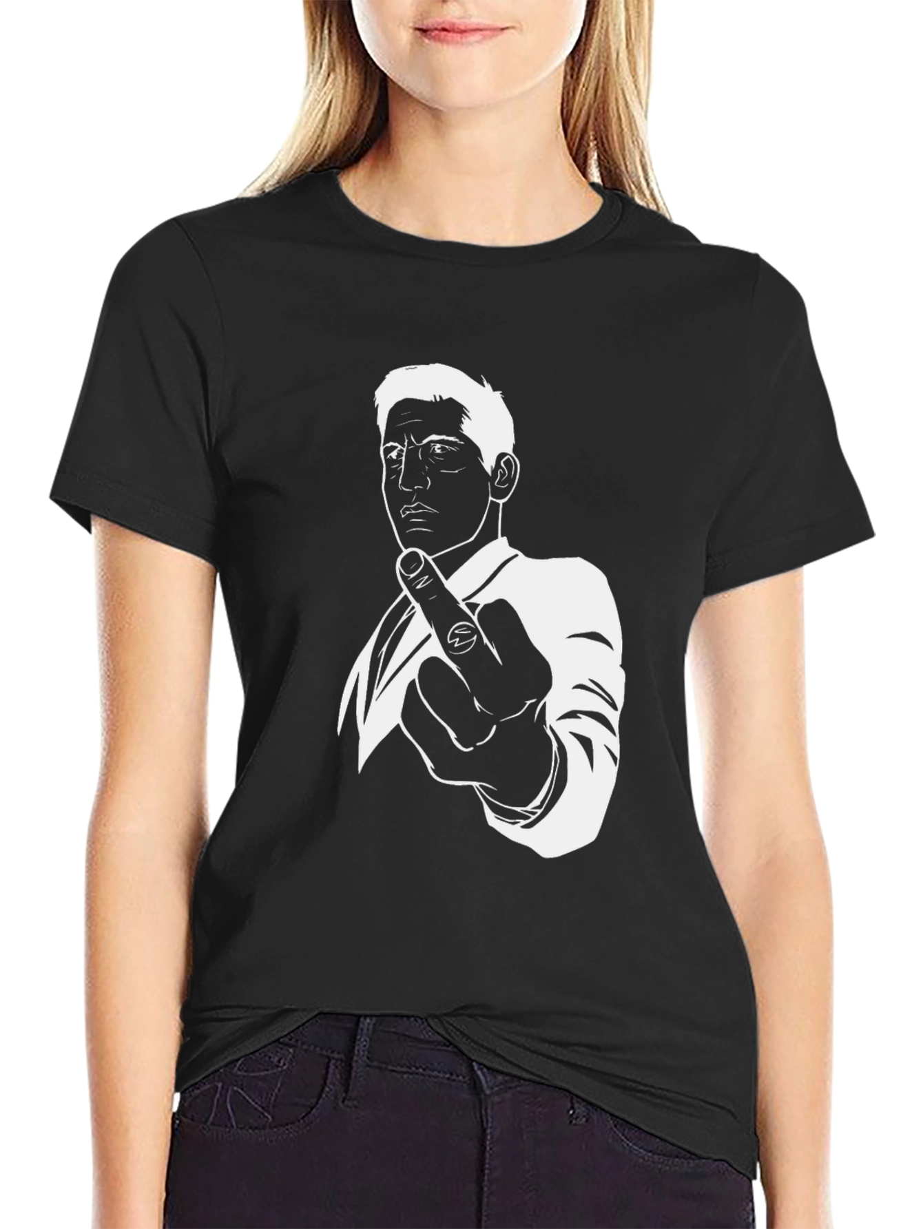 Middle Finger Graphic Tee - Black