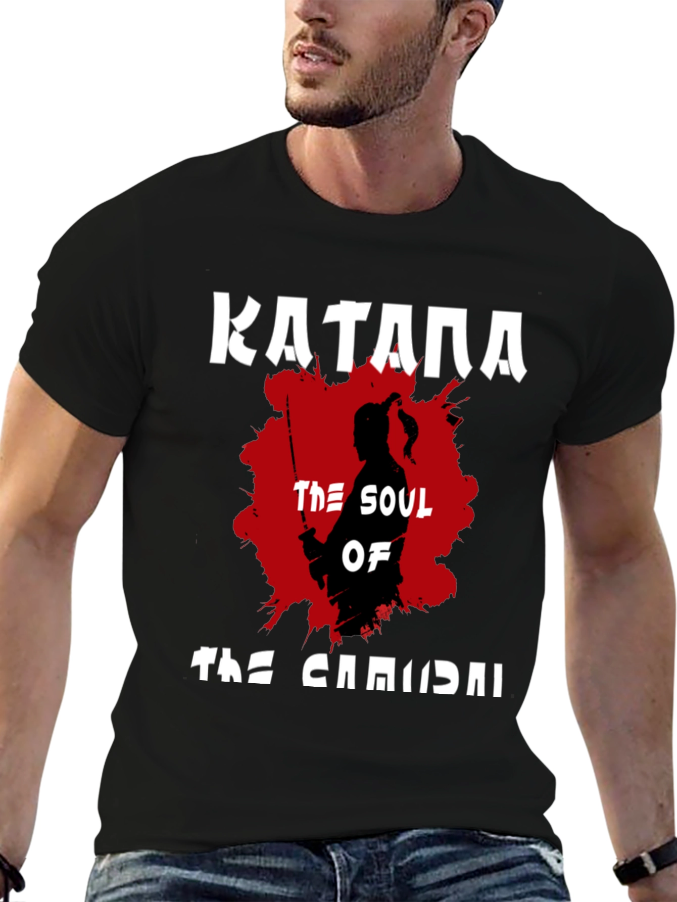 Katana Samurai Graphic T-Shirt - Black
