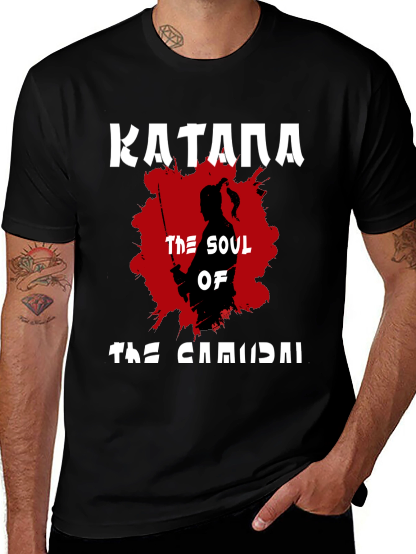 Katana Samurai Graphic T-Shirt - Black